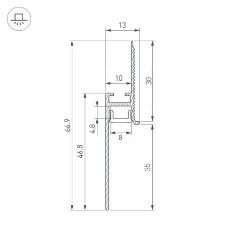 Алюминиевый профиль PLINTUS-FANTOM-H35 (2 метра) (3)