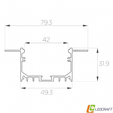 Алюминиевый профиль под шпаклёвку LC-LPSH-3280-2