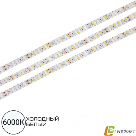 Светодиодная лента SMD 3528  240LED  24V  19,2W  IP33  6000K двухрядная