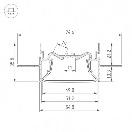 Профиль для натяжных потолков FOLED-50-CEIL-CENTER (2 метра) (3)