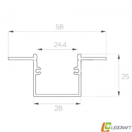 Алюминиевый профиль под шпаклёвку LC-LPSH-2558-2