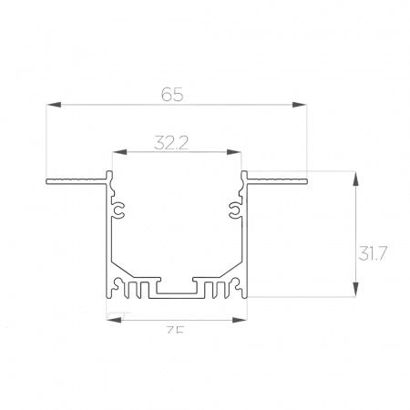 Алюминиевый профиль под шпаклёвку LC-LPSH-3265 (2 метра) (2)