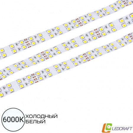 Светодиодная лента SMD 5050  120LED  24V  25W  IP33  6000К двухрядная