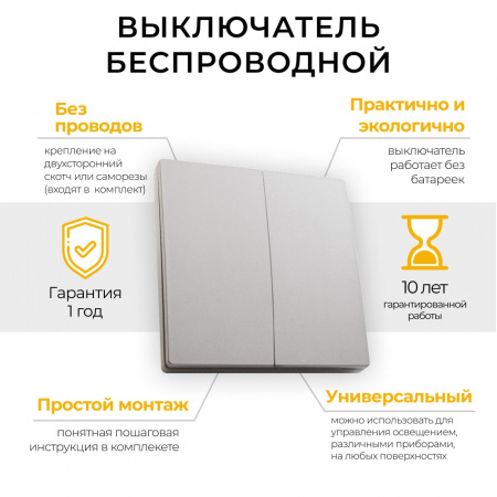 Выключатель дистанционного управления TM82 двухклавишный 500W (серый) (7)
