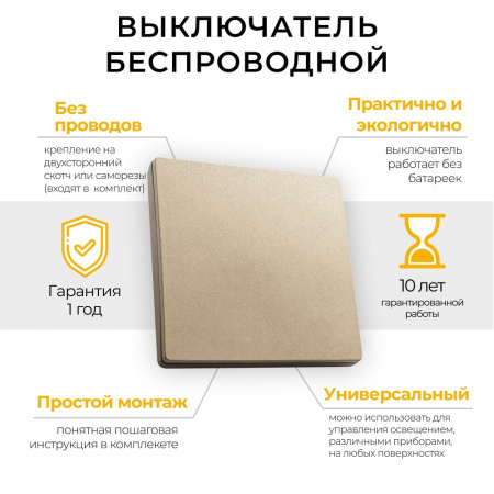 Выключатель дистанционного управления TM81 одноклавишный 500W (золото) (7)