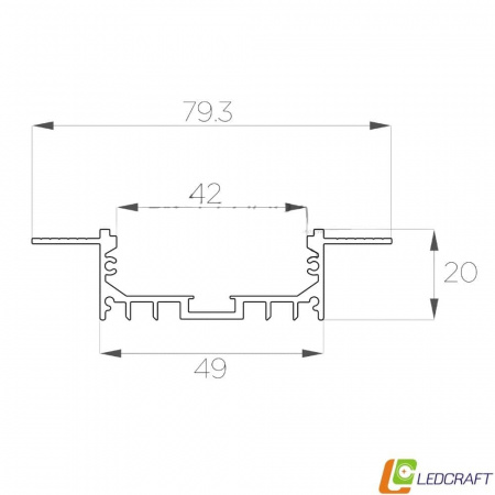 Алюминиевый профиль под шпаклёвку LC-LPSH-2080-2 (2)