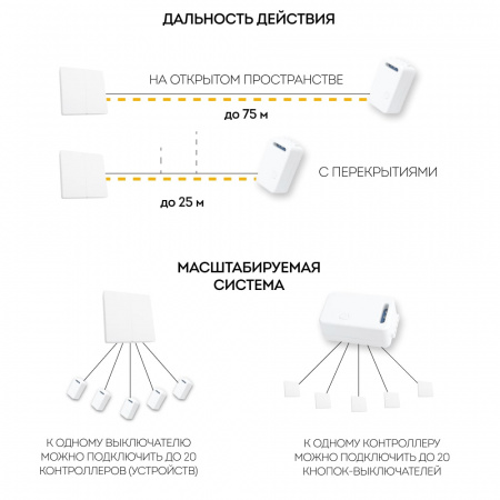 Выключатель дистанционного управления TM82 двухклавишный 500W (белый) (5)