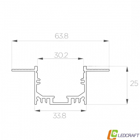 Алюминиевый профиль под шпаклёвку LC-LPSH-2564-2