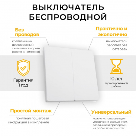 Выключатель дистанционного управления TM82 двухклавишный 500W (белый) (7)