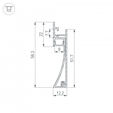 Алюминиевый профиль PLINTUS-H58-F (2 метра) (2)