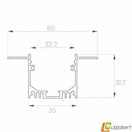 Алюминиевый профиль под шпаклёвку LC-LPSH-3265-2